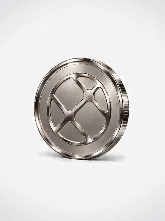 Use image 1 only as a guide to the motion: a silver coin spinning and flipping in mid-air with a soft motion trail, on a…