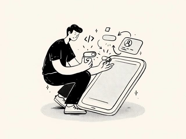 Animate this hand-drawn black and cream ink illustration, keeping its flat line-art, halftone dot style exactly. The…