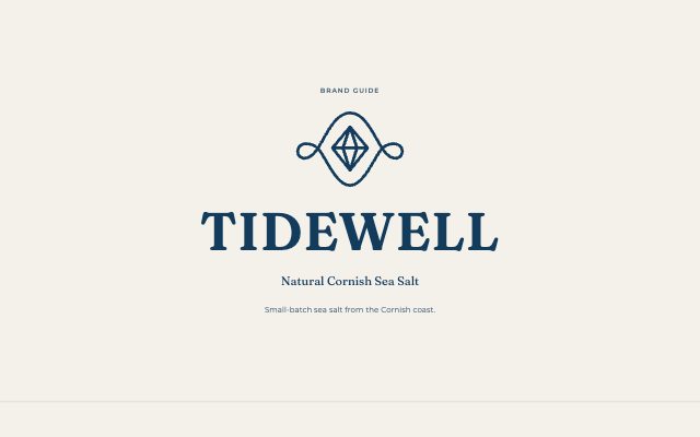 A brand guide page for the brand in the brief, built from the wired brand board: the logo and its clear space, the colours…
