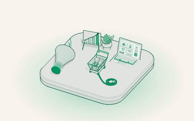 Build a self-contained Three.js scene that recreates the isometric illustration in the reference: a rounded square platform…